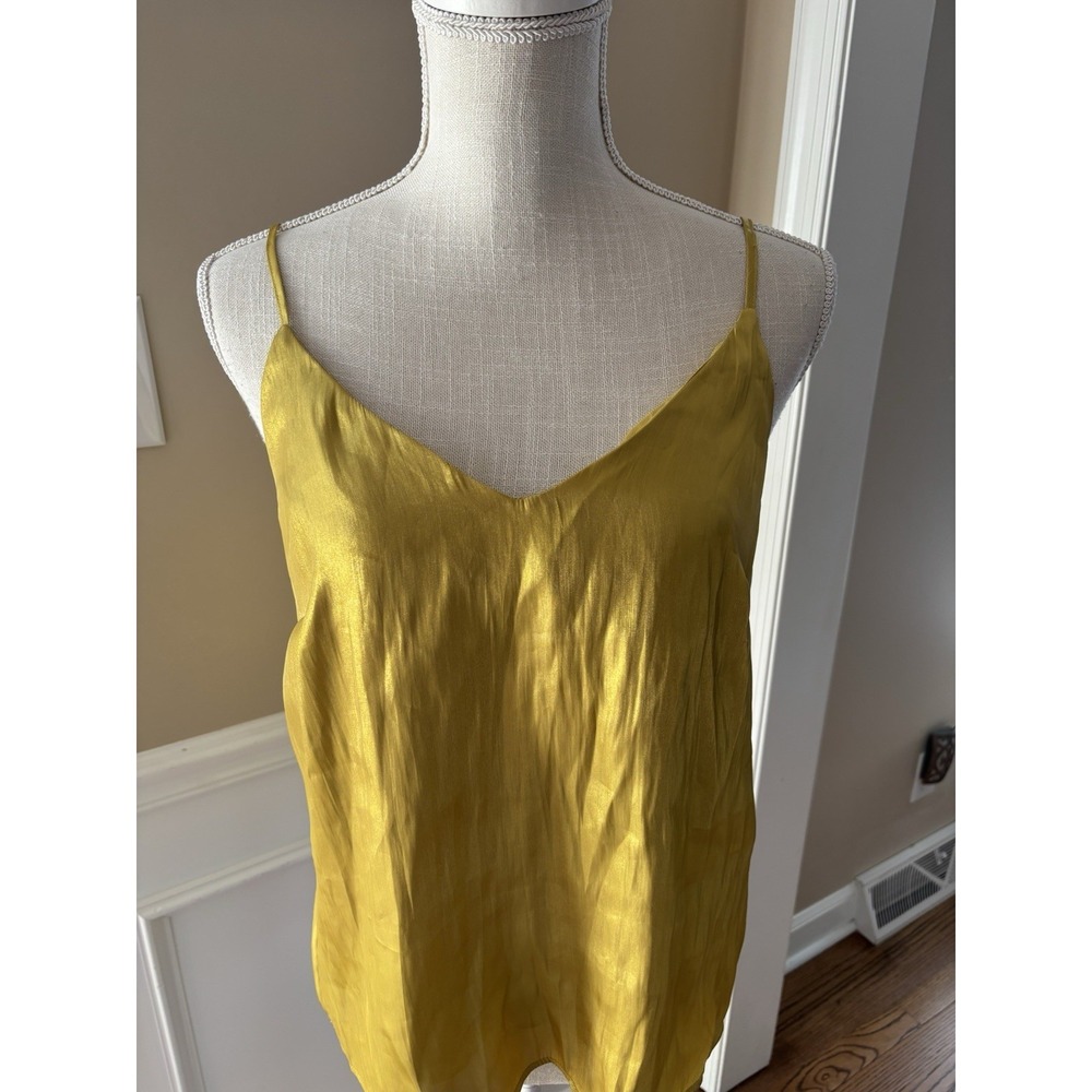 A New Day Yellow Gold Satin Spaghetti Strap Tank Top Nwt Sz Medium